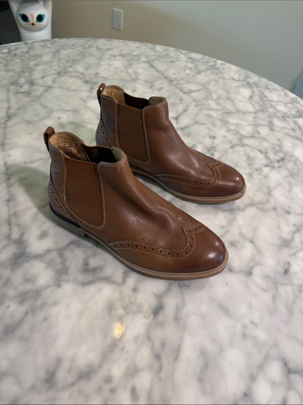 Hush Puppies Brown Leather Wingtip Chelsea Booties